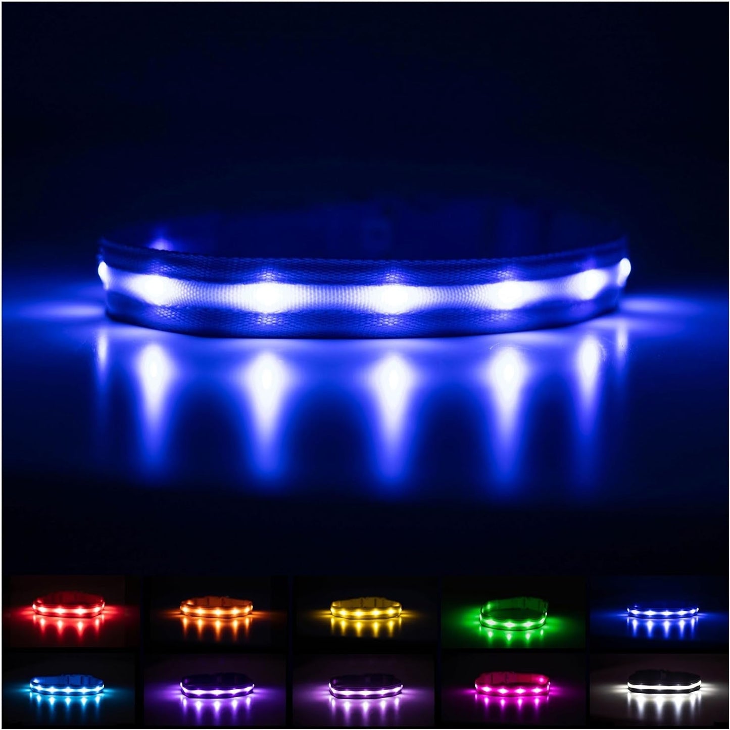 Brightest Light up Dog Collars - 1,000 Feet of Visibility - USB Rechargeable - Waterproof 